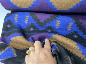 Uld filt - lækkert inka mønster i dybe toner